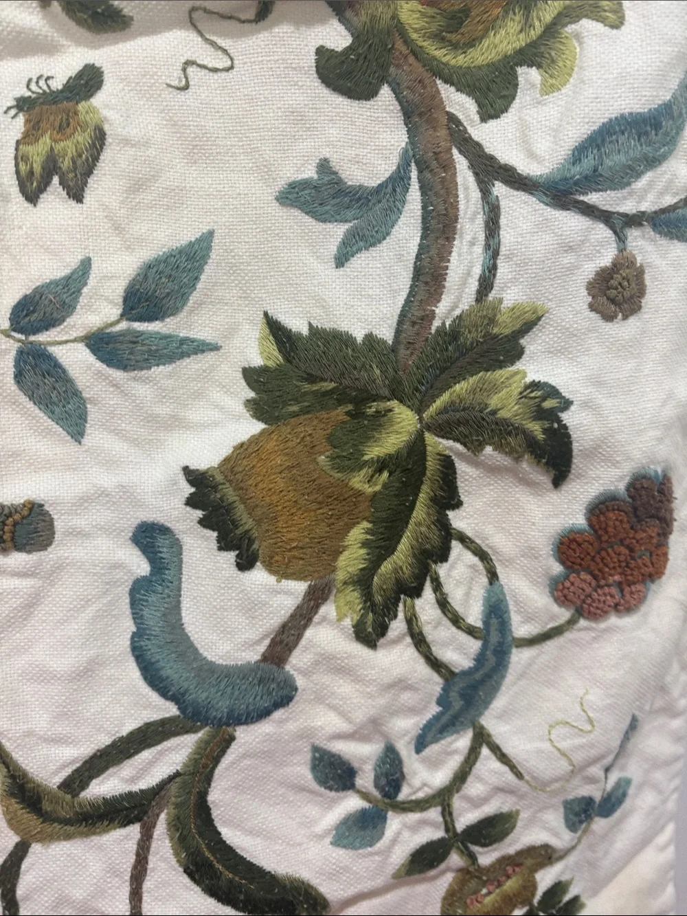 Pottery Barn Floral embroidered pillow cover